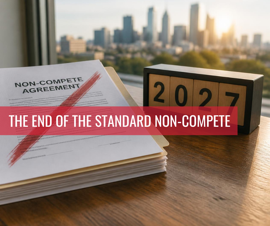 Non-compete agreement marked out beside a 2027 calendar block, representing proposed changes to non-compete clauses in Australian employment contracts.